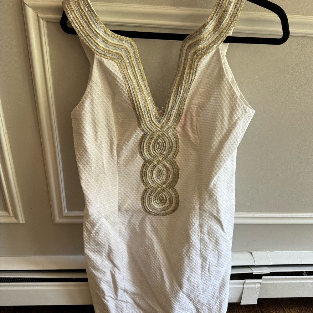 Lily Pulitzer white and gold dress